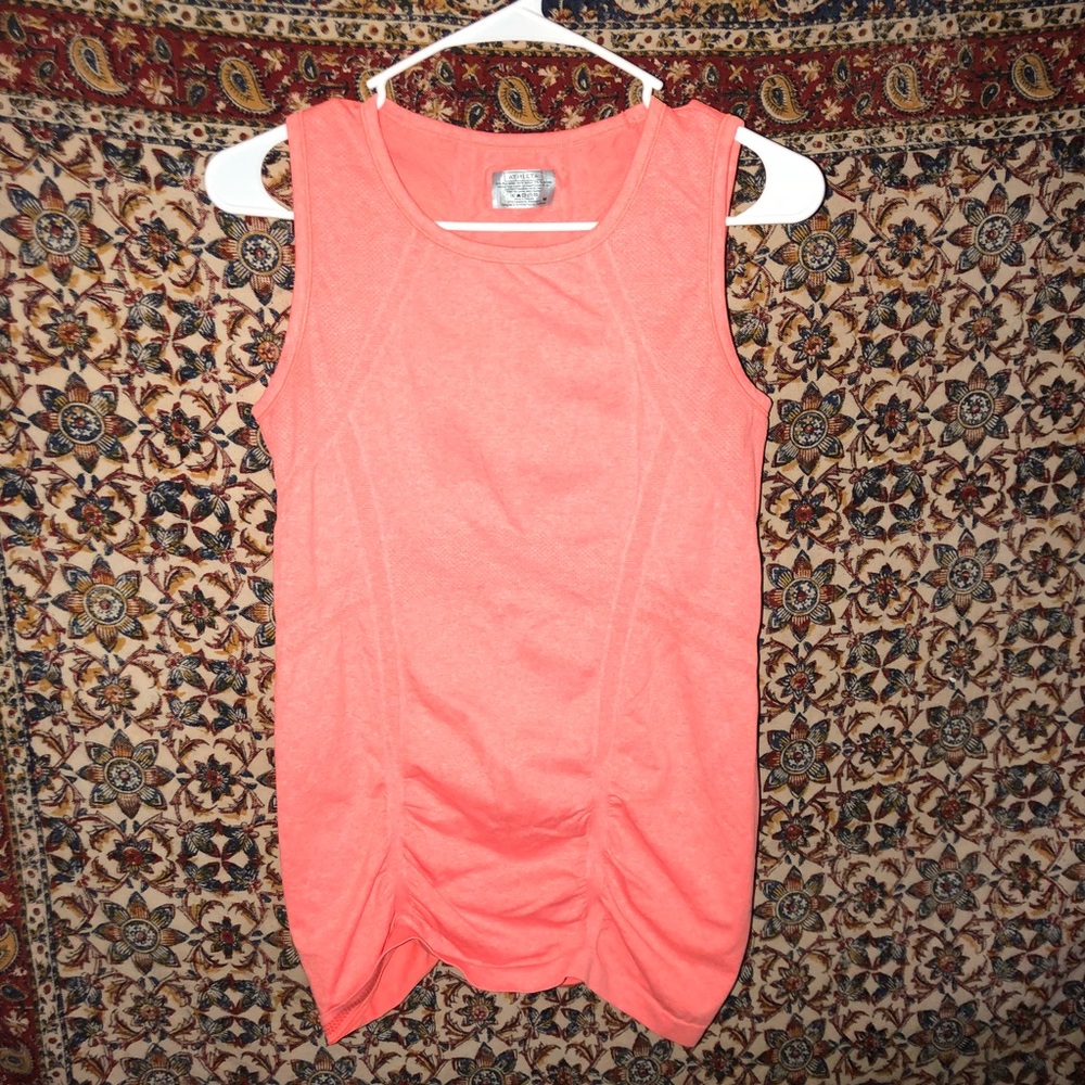 Athleta Pink/Peach Fast Track Tank Scrunch Ruched